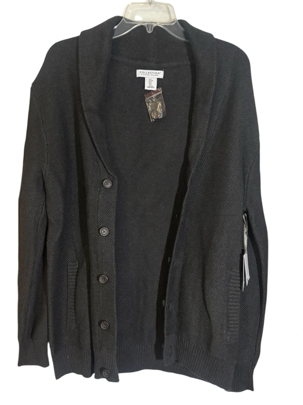 Michael Strahan Collection Men’s Cardigan Sweater Shawl Collar Gray Size Small